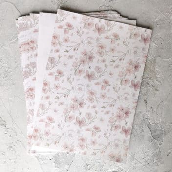 Бумага А4 фактурная с тиснением и цветочным принтом Sakura